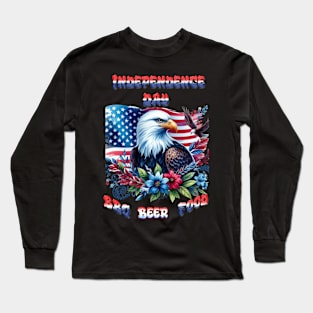 Majestic Eagle Flying With American Flag Long Sleeve T-Shirt